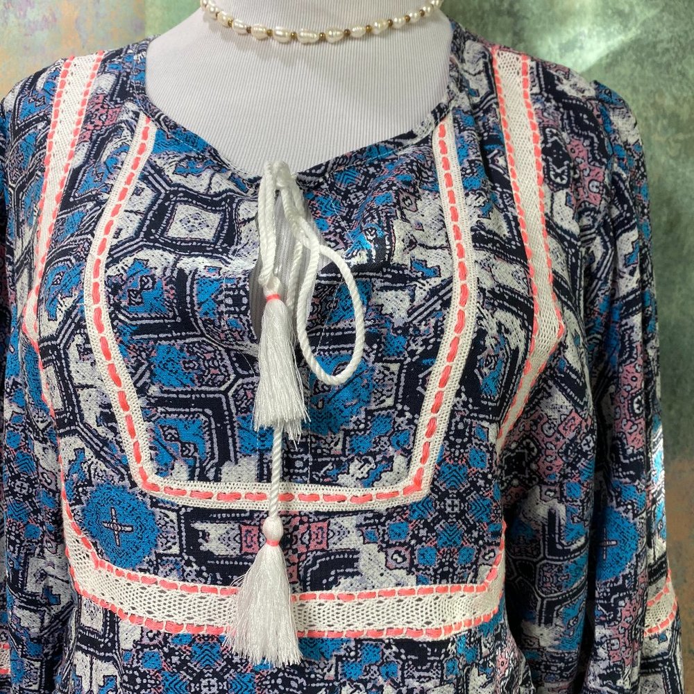 NWT📌 Vintage America Crochet Trim Peasant Top - Picture 4 of 15